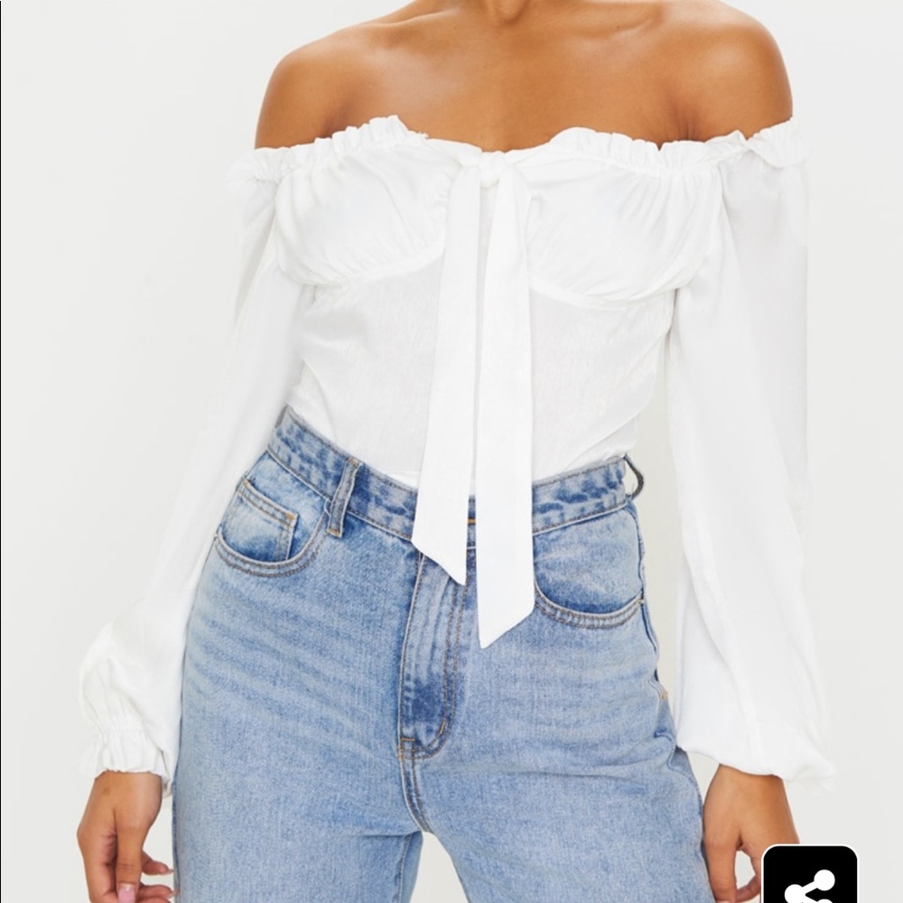 PRETTYLITTLETHING Satin Long Sleeve Top